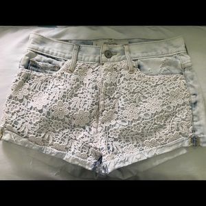 abercrombie & fitch lace denim shorts
